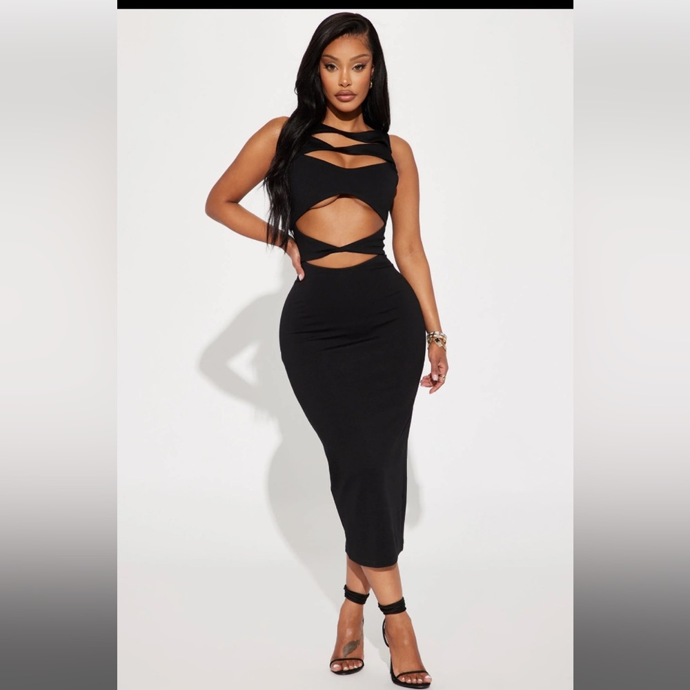 NWT FashionNova Only Missing You Cut Out Dress in Black size XS